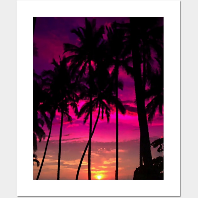 Palm Tree Sunset Horizon Digital Painting Wall Art by Glenn Landas Digital Art